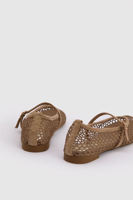 Tilly Mesh Mary-Jane Faux Leather Ballet Pumps - Image 4