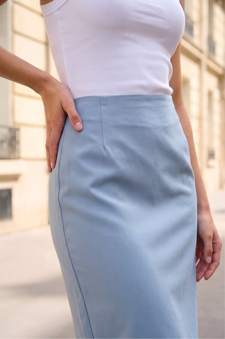 Pull On Stretch Elastic Waist Pencil Skirt - Image 4