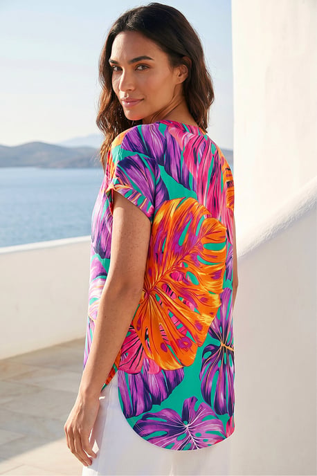 Leaf Print Stretch Shirt - Image 3