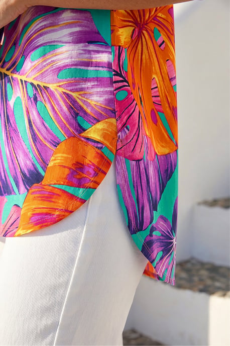 Leaf Print Stretch Shirt - Image 4