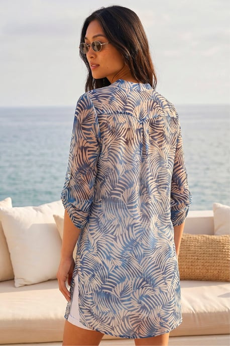 Petite Leaf Print Longline Shirt - Image 3