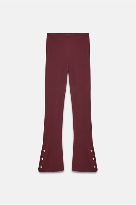 High-Waist Flare Leggings With Button Detail - Image 4