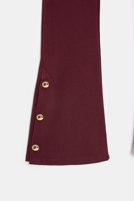 High-Waist Flare Leggings With Button Detail - Image 6