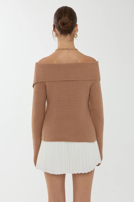 Off Shoulder Knappdetalj Tröja - Image 6