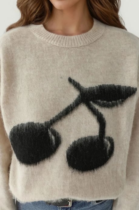 Relaxed Fit Cherry Detail Sweater - Image 4