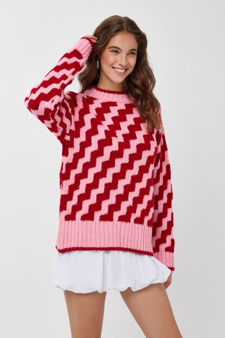Zigzag Patterned Crew Neck Sweater - Image 5