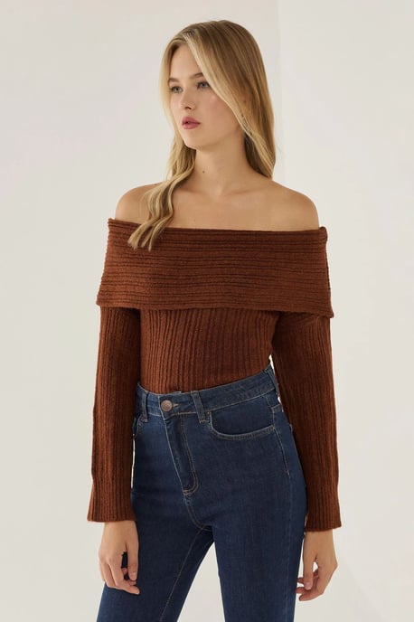 Off-Shoulder Stickad Tröja - Image 1