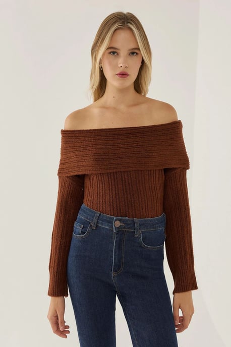 Off-Shoulder Stickad Tröja - Image 4