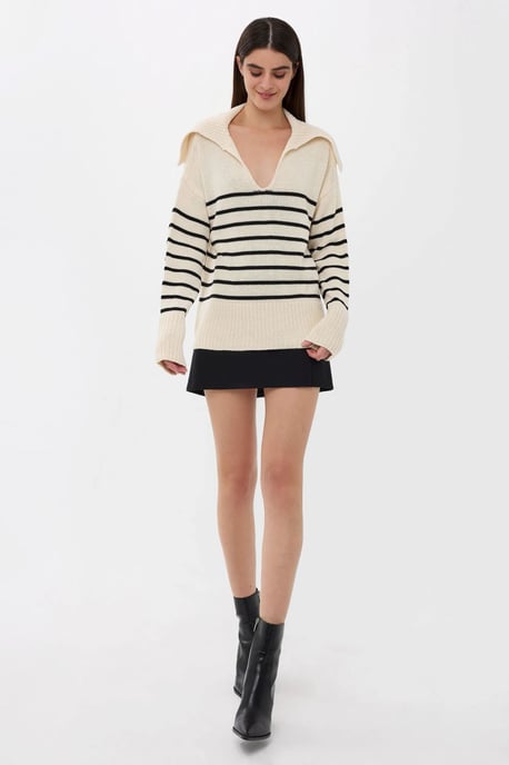 Striped V-Neck Sweater - Image 2