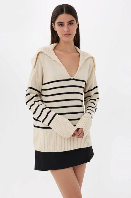 Striped V-Neck Sweater - Image 3