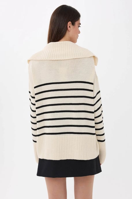 Striped V-Neck Sweater - Image 4