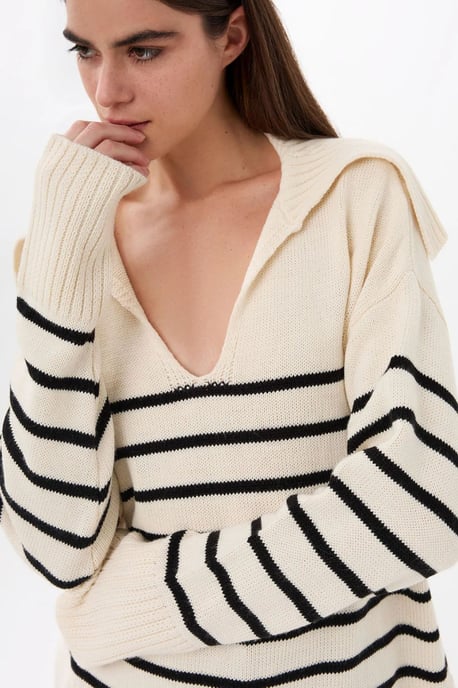 Striped V-Neck Sweater - Image 5