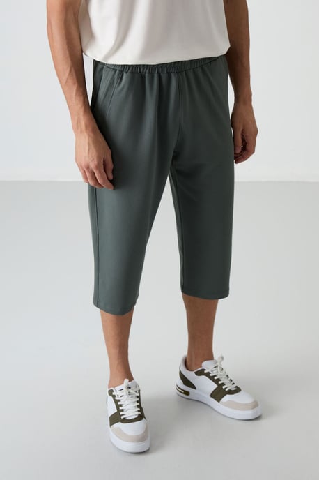 Heren Mid-waist Wijde Capri Korte Broek - Image 4
