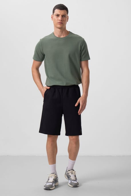 Överdimensionerade bomullsblandade stickade shorts - Image 1