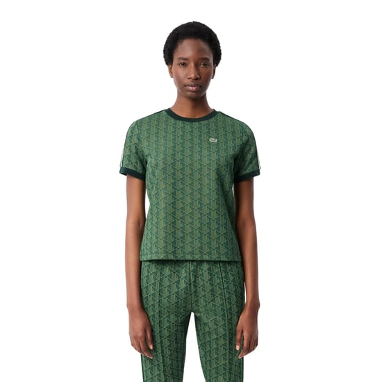 Lacoste Dames/Dames Monogram Jacquard Slim T-shirt (Groen) - Image 3
