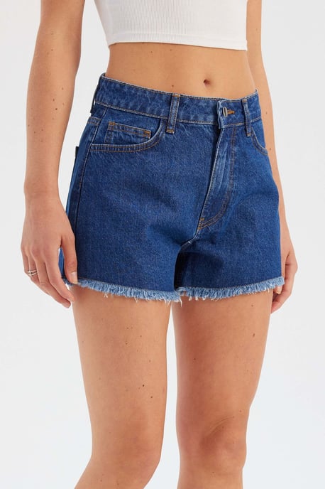 Denim Effen Hoge Taille Shorts - Image 2