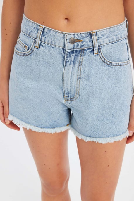 Denim Effen Hoge Taille Shorts - Image 5