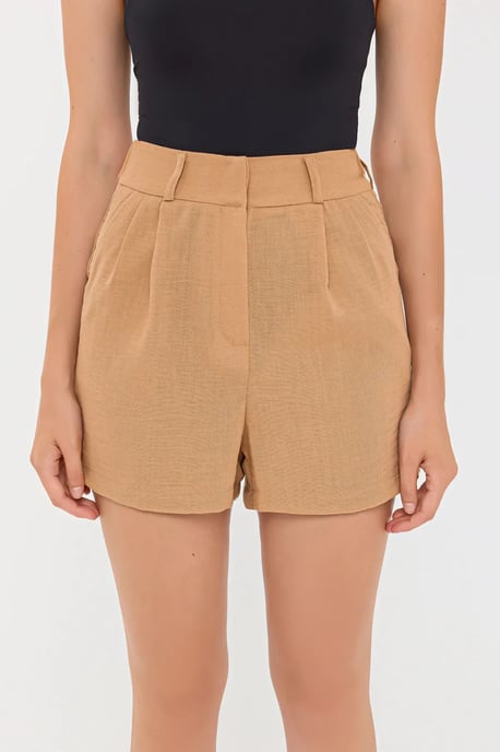 Plisserade höga vävda shorts - Image 2