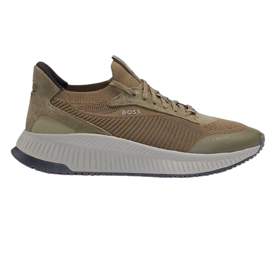 Boss Mens TTNM EVO Suede Trainers (Dark Green) - Image 1
