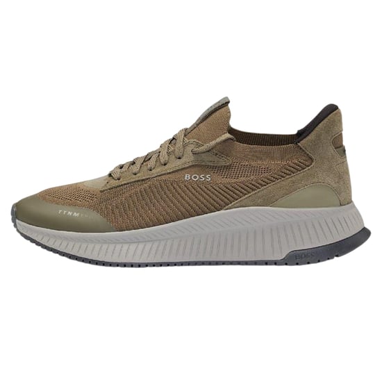 Boss Mens TTNM EVO Suede Trainers (Dark Green) - Image 2