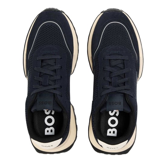 Boss Mens Jonah Suede Trainers (Dark Blue) - Image 3