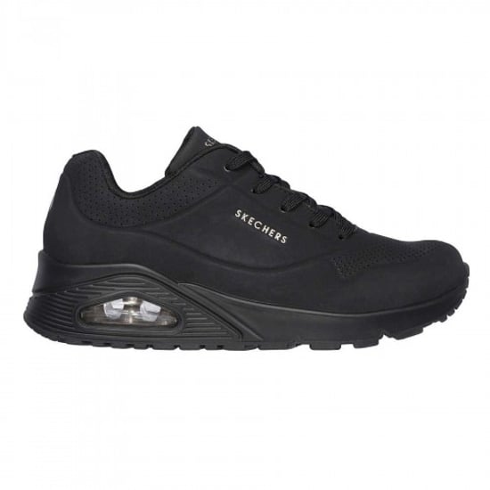 Skechers Womens/Ladies Uno Stand On Air Wedge Trainers (Black) - Image 1
