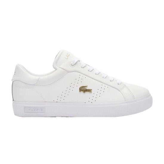 Lacoste Womens/Ladies Powercourt 2.0 Leather Trainers (White/Gold) - Image 1