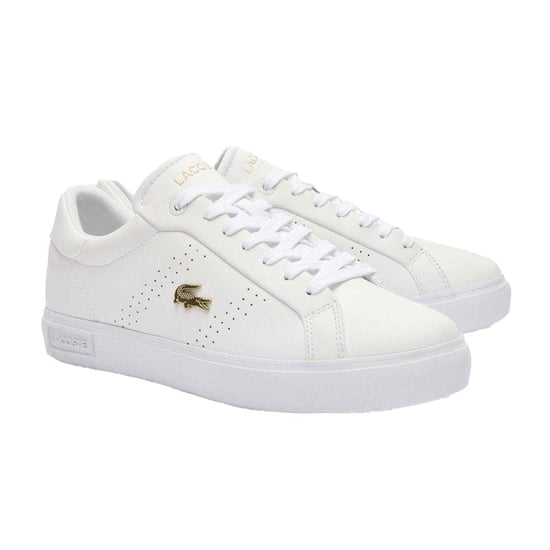 Lacoste Womens/Ladies Powercourt 2.0 Leather Trainers (White/Gold) - Image 5
