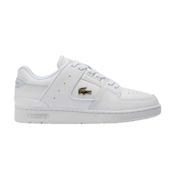 Lacoste Heren Court Cage Leren Trainers (Wit Goud) - Image 1