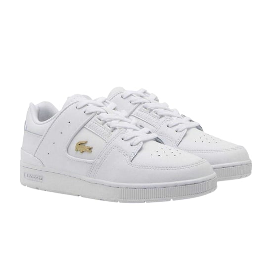 Lacoste Heren Court Cage Leren Trainers (Wit Goud) - Image 5