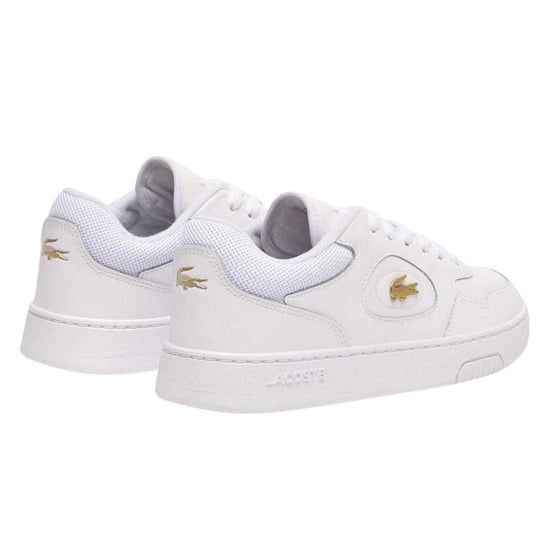 Lacoste Lederen platte sportschoenen voor dames (Wit/Goud) - Image 2