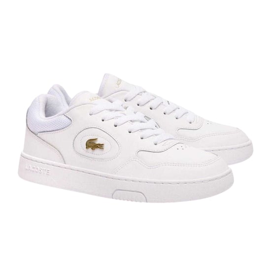Lacoste Lederen platte sportschoenen voor dames (Wit/Goud) - Image 3