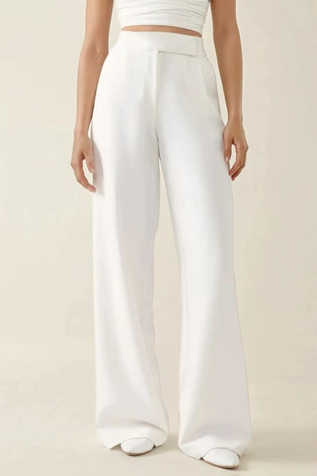 Normal Waist Pleated Palazzo Pants - Image 1