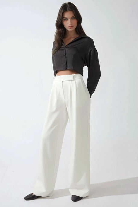 Normal Waist Pleated Palazzo Pants - Image 6