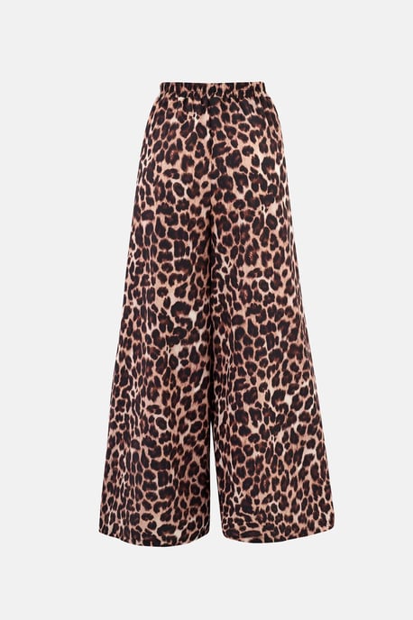 Mid-Rise Wijde Pantalon met Dierprint en Koordstrik - Image 2
