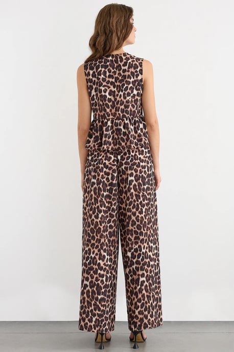 Mid-Rise Wijde Pantalon met Dierprint en Koordstrik - Image 4