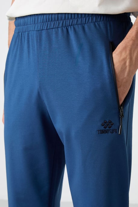 Herrens enfärgade uppdragna sweatpants med ficka med dragkedja - Image 4