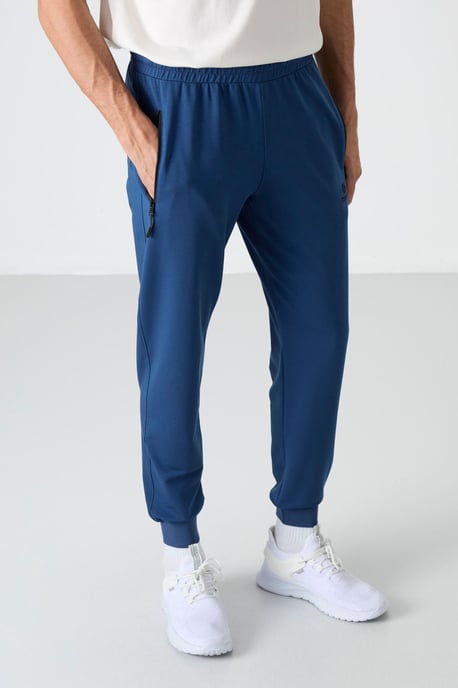 Herrens enfärgade uppdragna sweatpants med ficka med dragkedja - Image 5