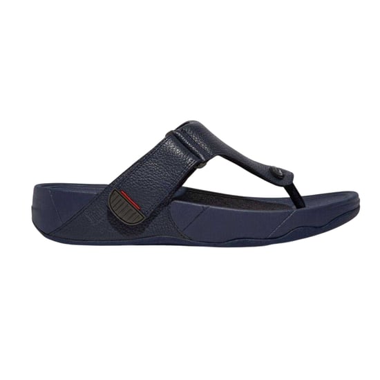 FitFlop Heren Leren Teen Post Platte Sandalen (Marine) - Image 1