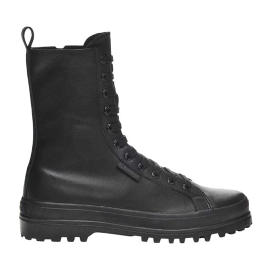 Superga Dames 2641 Alpina leren combatlaarzen (Totaal Zwart) - Image 1