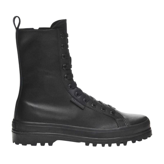 Superga Dames 2641 Alpina leren combatlaarzen (Totaal Zwart) - Image 3