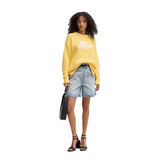 Hugo Dames/Dames Sareedi Oversized Sweatshirt met Belettering (Geel) - Image 1