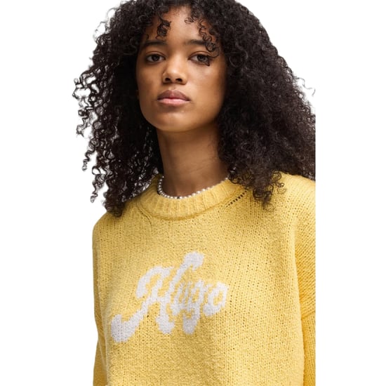 Hugo Dames/Dames Sareedi Oversized Sweatshirt met Belettering (Geel) - Image 4