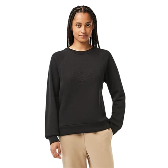 Lacoste Dames/Dames Geborduurd Logo Relaxed Fit Sweatshirt (Zwart) - Image 1