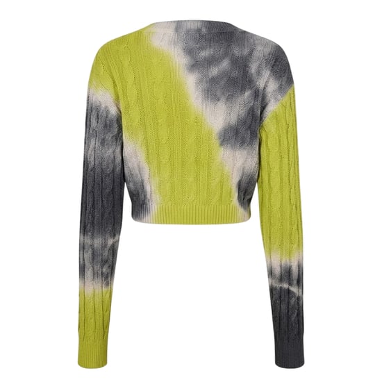 Diesel Dames-cropped-sweatshirt met V-hals en tie-dye-print (Geel) - Image 2