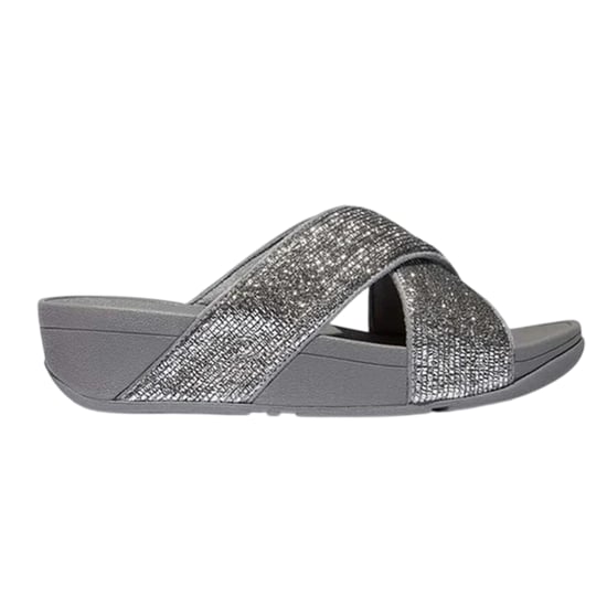 FitFlop Womens/Ladies Criss-Cross Glitter Sliders (Silver) - Image 2