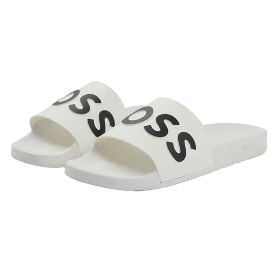Boss Unisex synthetische platte slippers voor volwassenen met Bay-logo (Wit) - Image 4