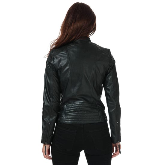Elle Dames/Dames Leren Jas (Zwart) - Image 2