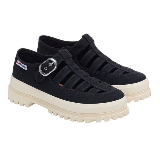 Superga Womens/Ladies 3541 Alpina Gurkha Fisherman Sandals (Black/Off White) - Image 3