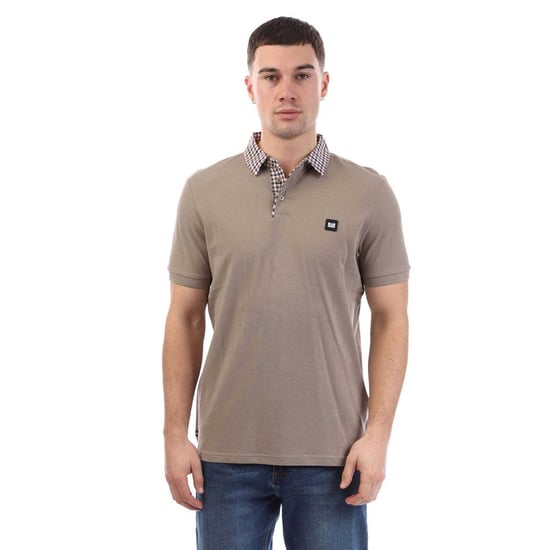 Weekend Offender Heren Geruit Kraag Katoenen Poloshirt (Steen) - Image 2